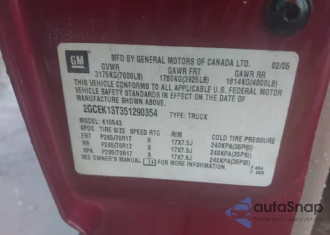 2005 Chevrolet Silverado 1500 Ls из США, поврежденный, VIN 2GCEK13T351290354